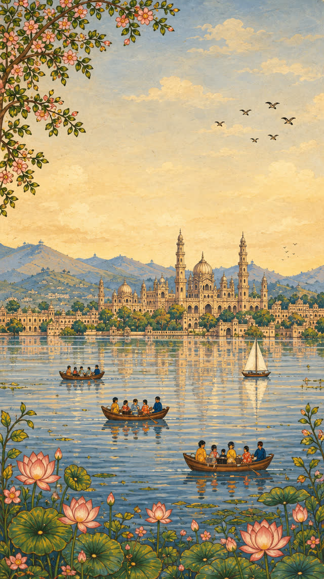 Illustration of the lakes of Bhopal
