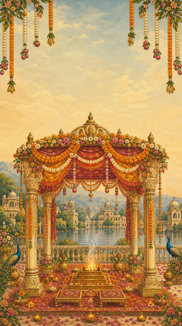 Wedding mandap with the sacred fire